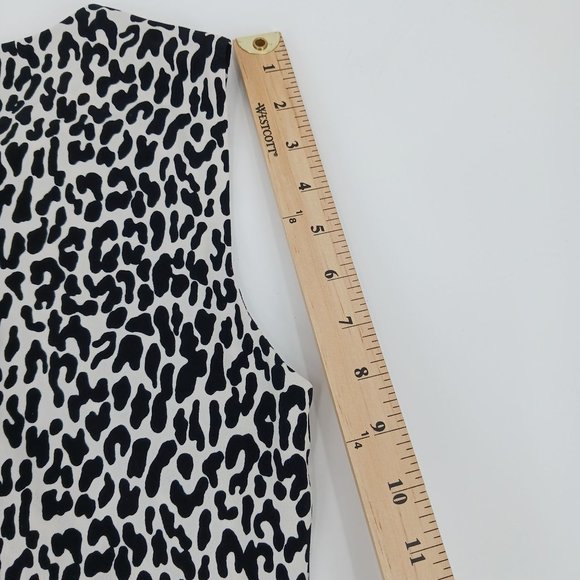 WOMENS CALVIN KLEIN SMALL TOP LEOPARD PRINT PLEATED NECK - Picture 3 of 8